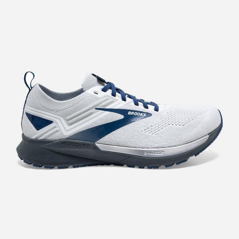 Brooks Ricochet 3 Mens Lightweight Road Running Shoes - White/Grey/Blue - Philippines (419067QRL)